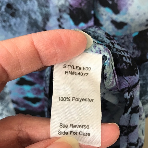Cabi Small Sheer Blue Purple Animal Print Blouse - Picture 3 of 6